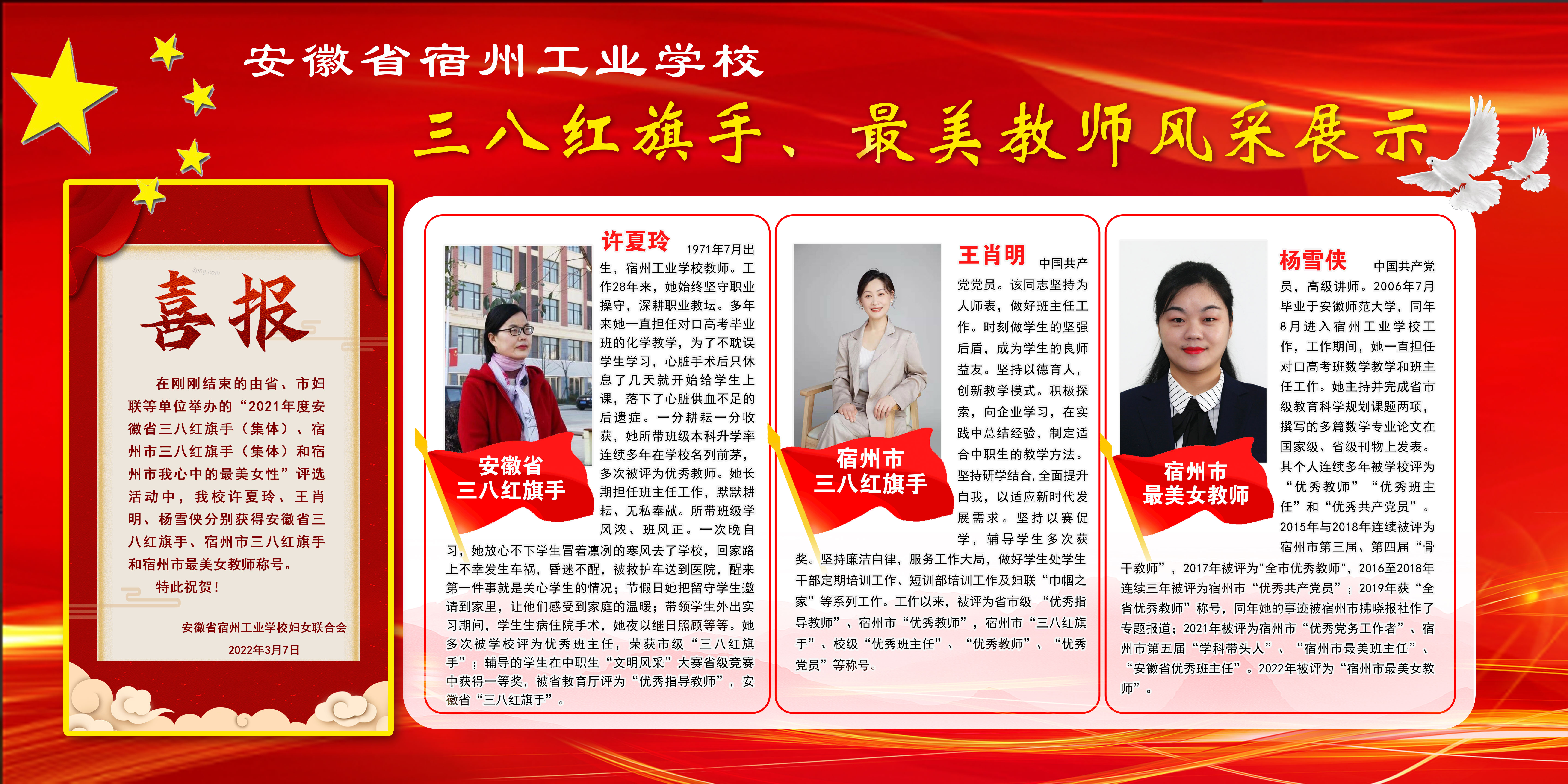 安徽省宿州工业学校三八红旗手、最美教师风采展示(图1)