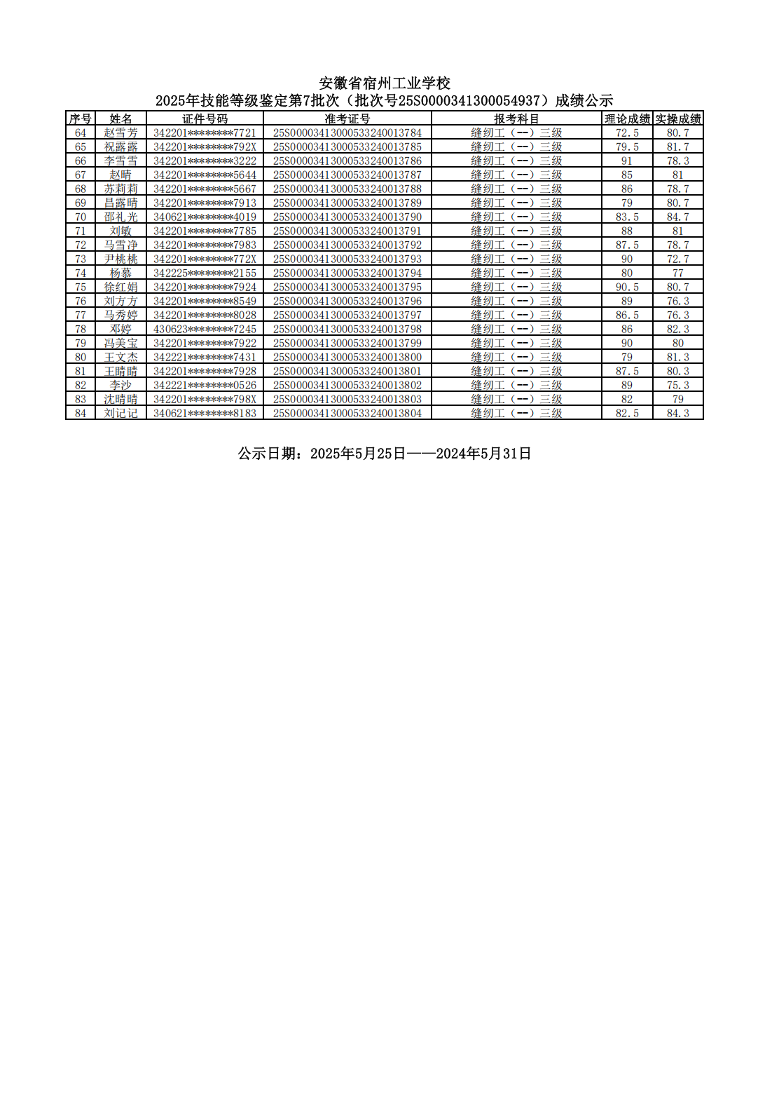 2025年技能等级鉴定第7批次（批次号25S0000341300054937）成绩公示(图2)